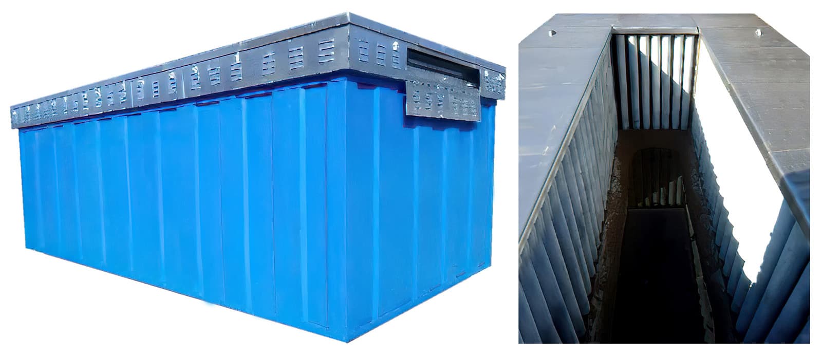 external and internal view of the hot-dip galvanized bath